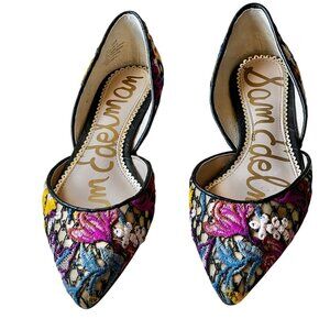 Sam Edelman Rodney Womens 6.5M Floral Embroidered Pointed Toe Flats D'Orsay Lace